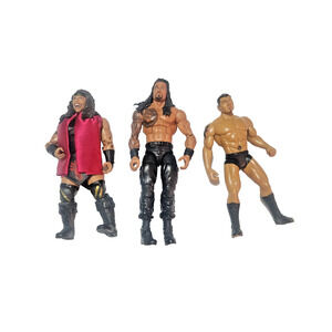 3 Wrestler Action Figures AEW - Nyla Rose WWE - Roman Reigns & Dave Batista